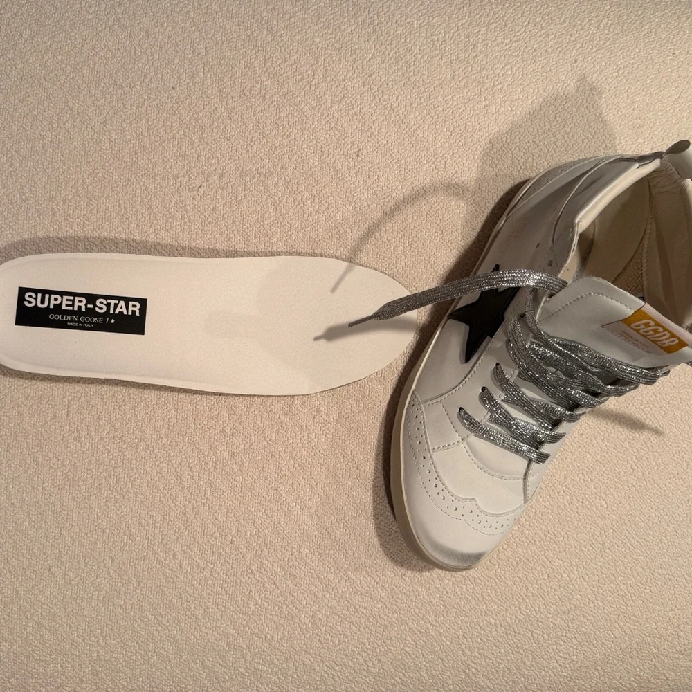 Golden Goose White and Black Sneakers